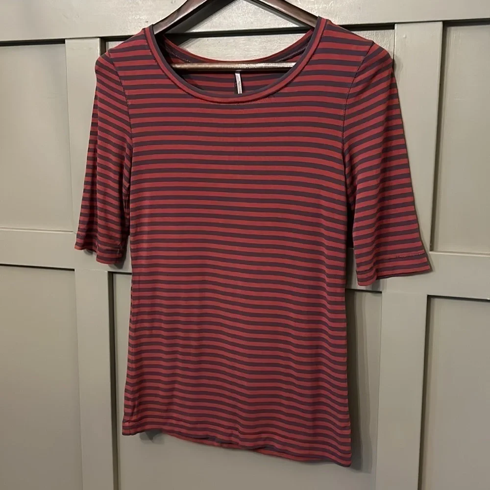 Free People Striped Leader of the Pack Tee in Cherry Combo Size Medium